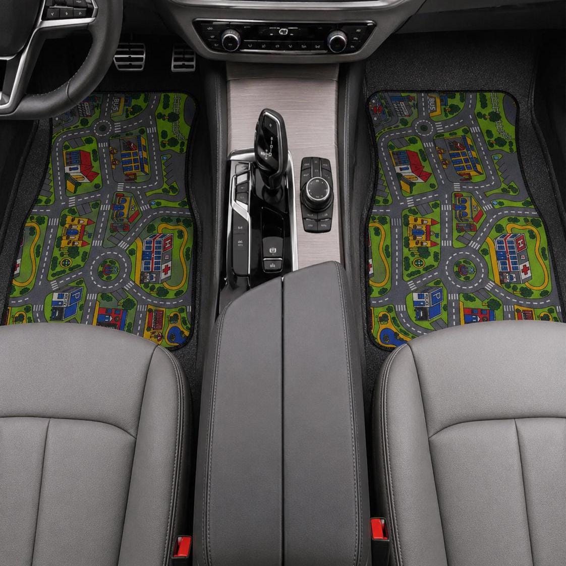 City Carpet Car Floor Mats | Retro 90s Road Map Set