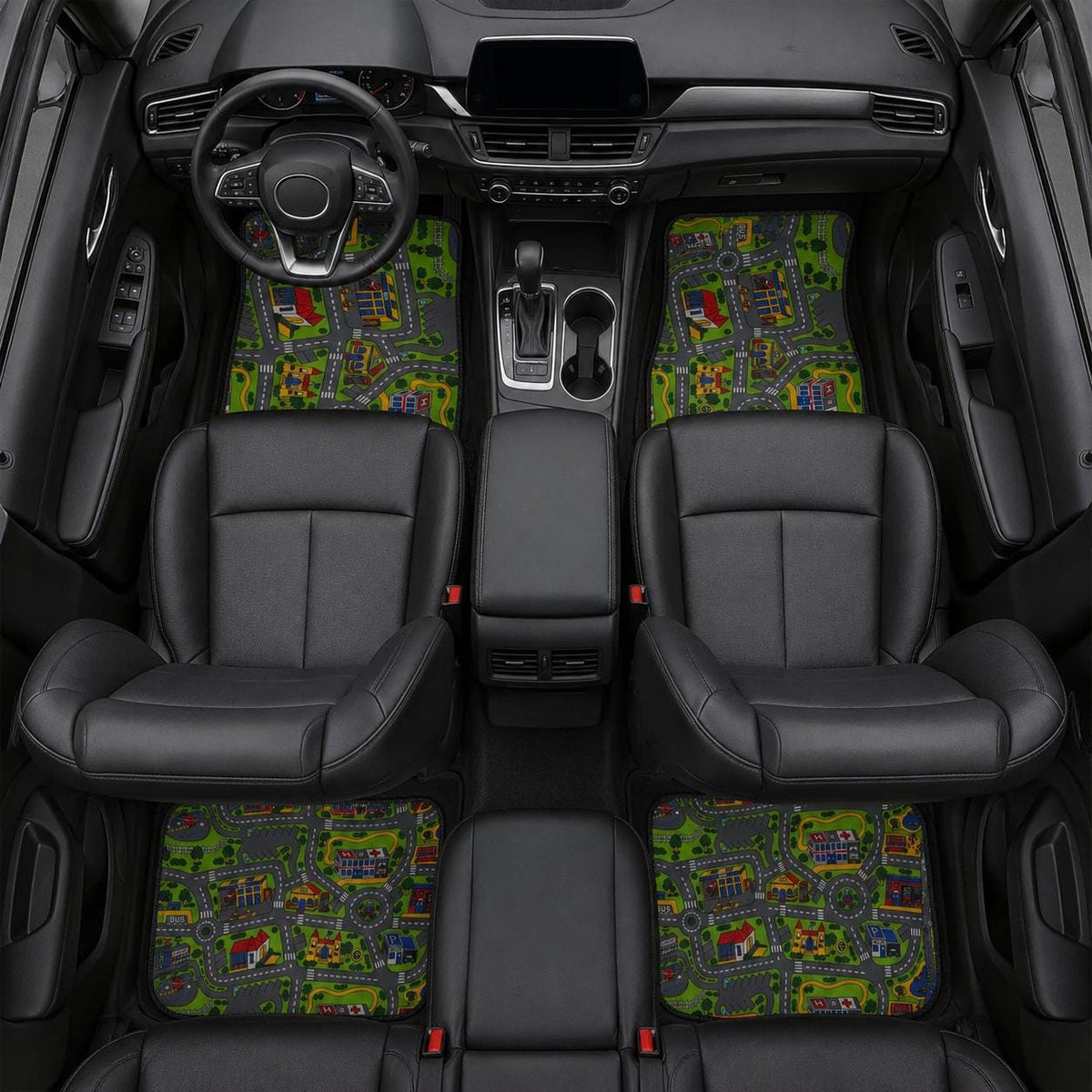 City Carpet Car Floor Mats | Retro 90s Road Map Set
