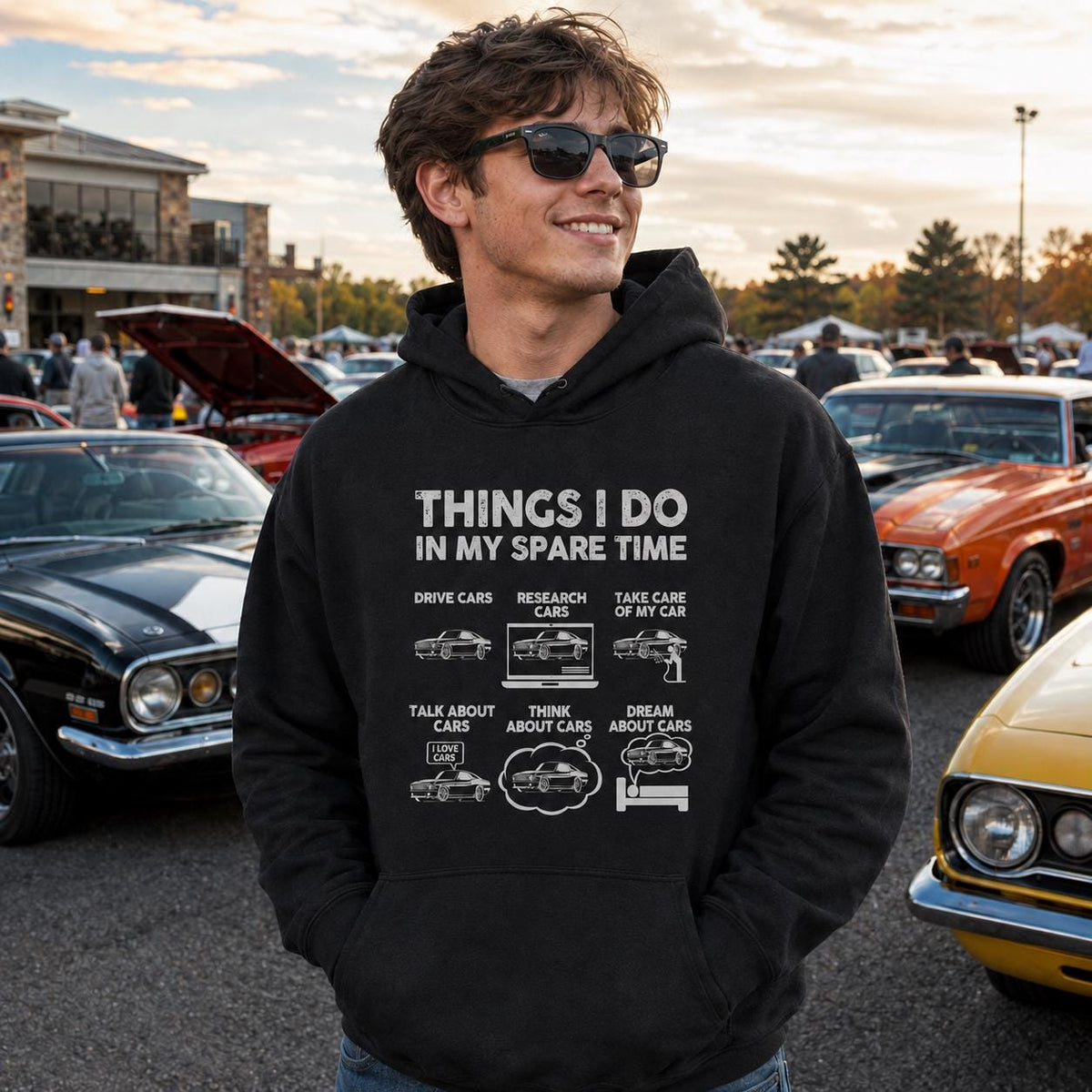 Things I Do In My Spare Time Cars hoodie - lifestyle photo