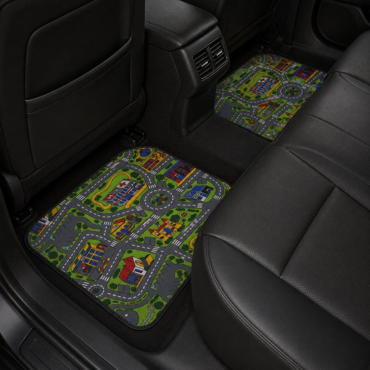 City Carpet Car Floor Mats | Retro 90s Road Map Set