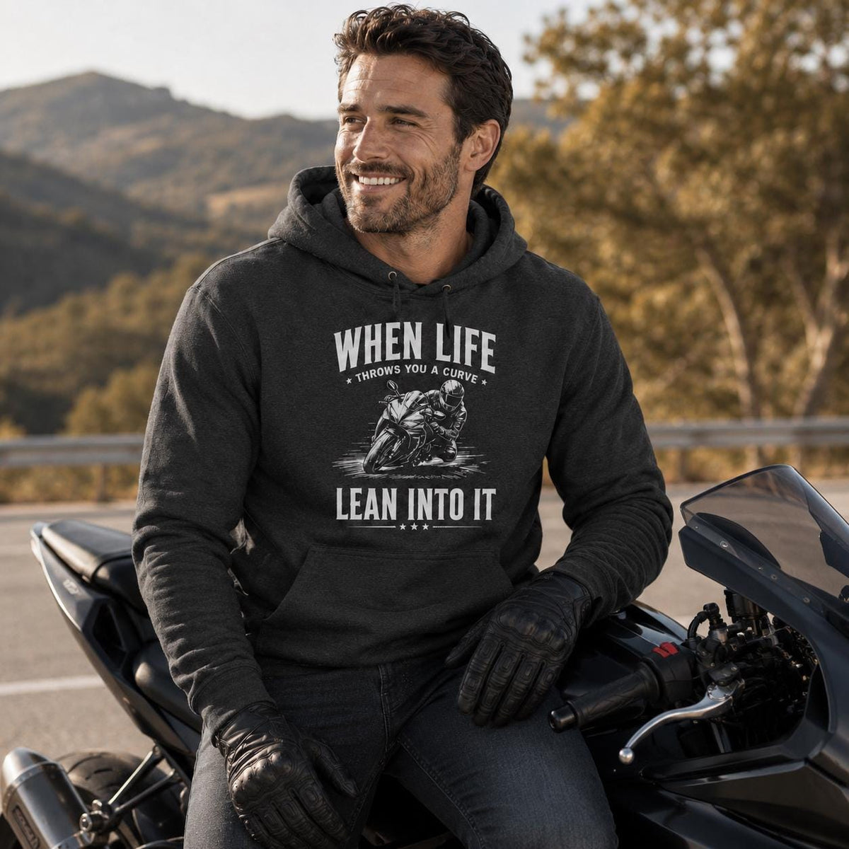 When Life Throws You a Curve Lean Into It hoodie - lifestyle photo