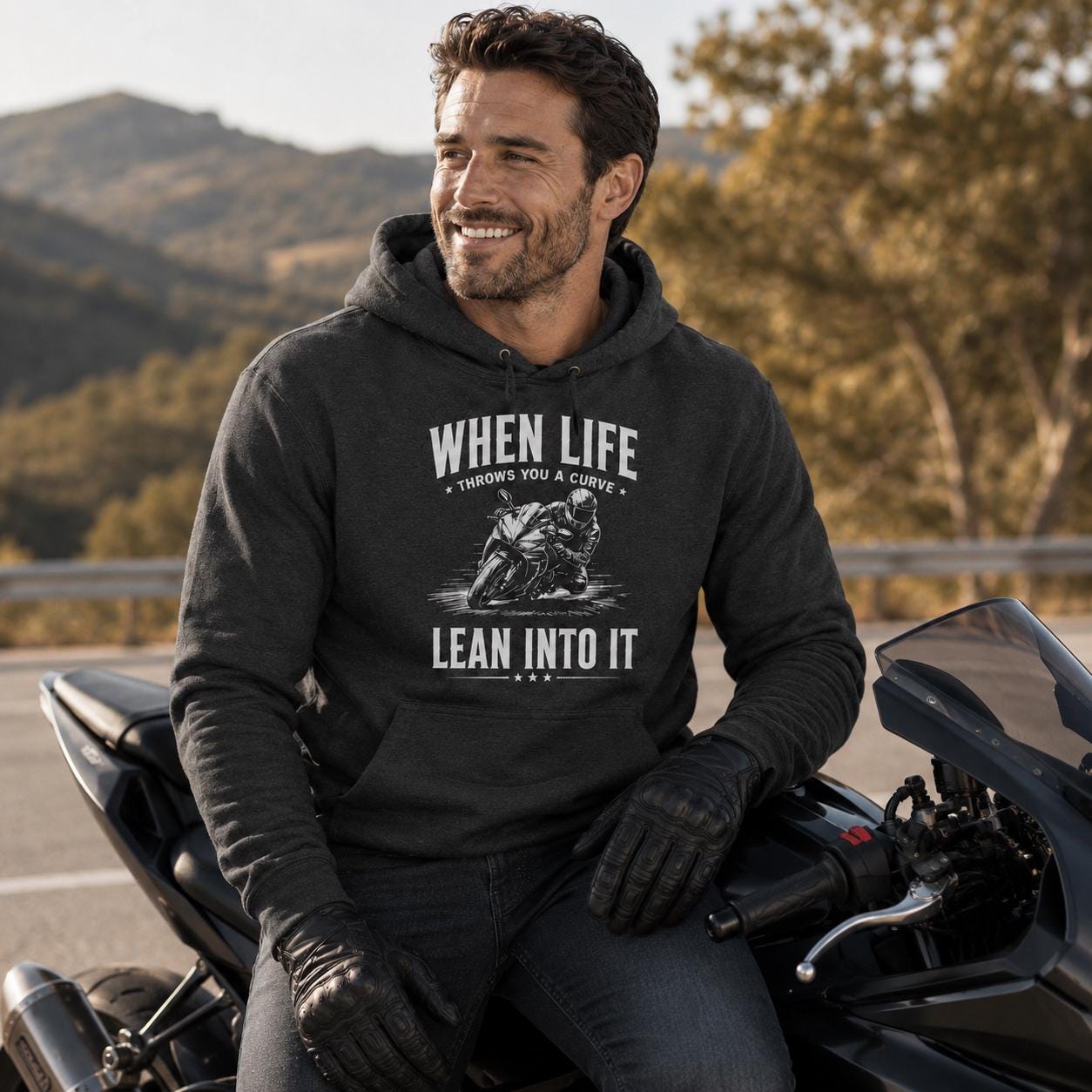 When Life Throws You a Curve Lean Into It hoodie - lifestyle photo