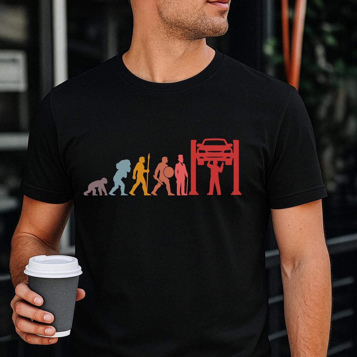 Evolution of a Mechanic Funny T-Shirt - lifestyle photo
