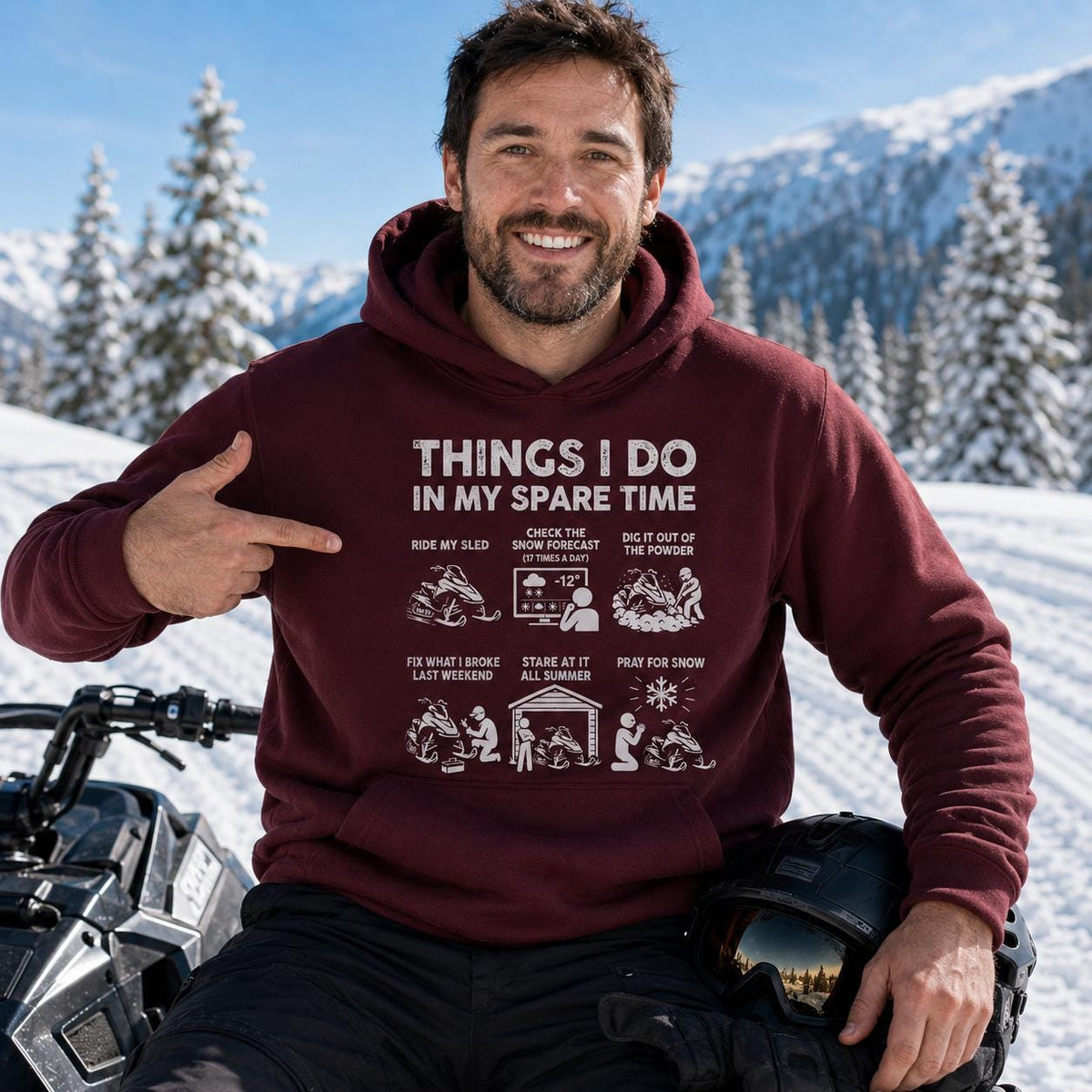 Things I Do In My Spare Time Snowmobile hoodie - lifestyle photo