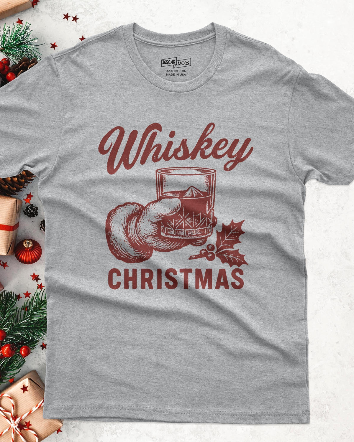 Whiskey Christmas Santa T-Shirt - lifestyle photo
