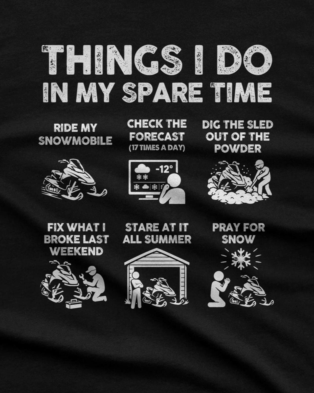 Things I Do In My Spare Time Snowmobile hoodie - print close-up