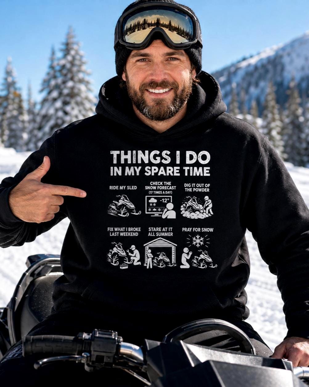 Things I Do In My Spare Time Snowmobile hoodie - lifestyle photo