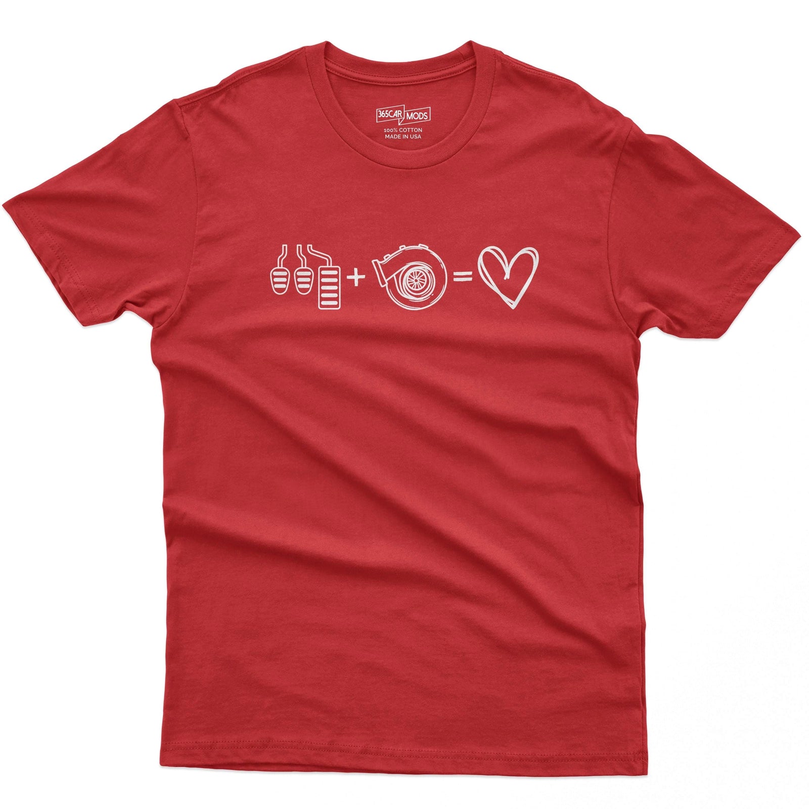 3 Pedals + Turbo = Love t-shirt in red