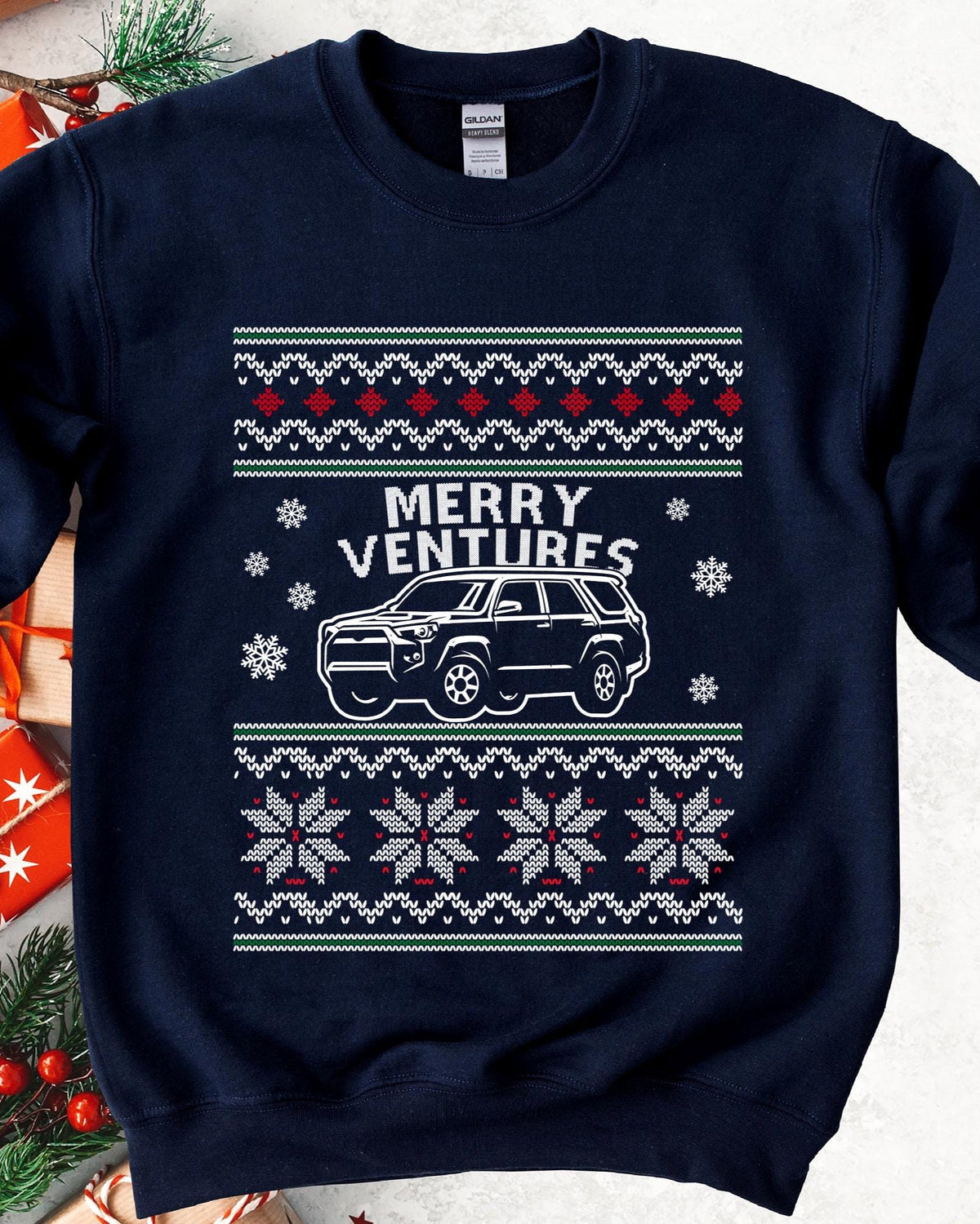 Merry Ventures Off-Road SUV Christmas Sweatshirt - Navy