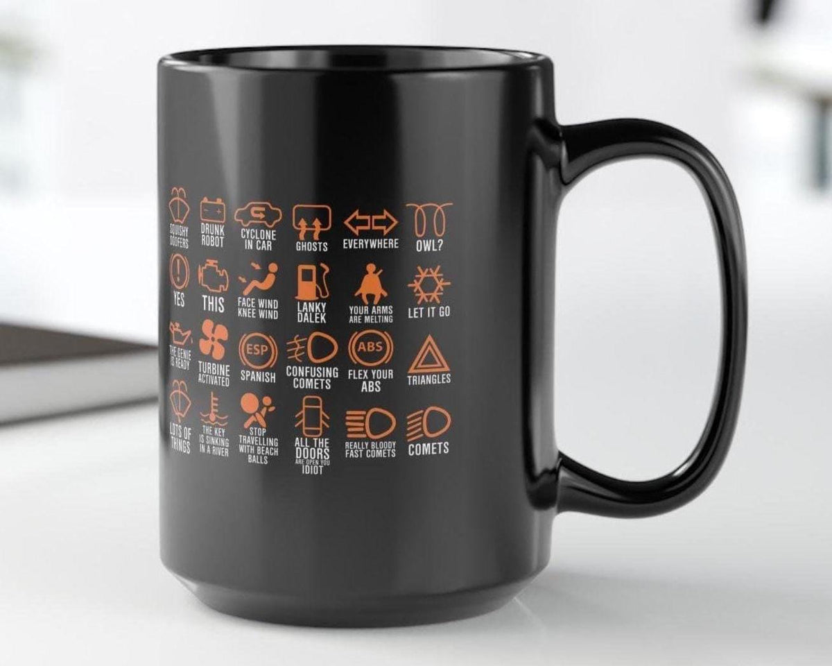 Dashboard Icons Coffee Mug | Funny Car Enthusiast Gift
