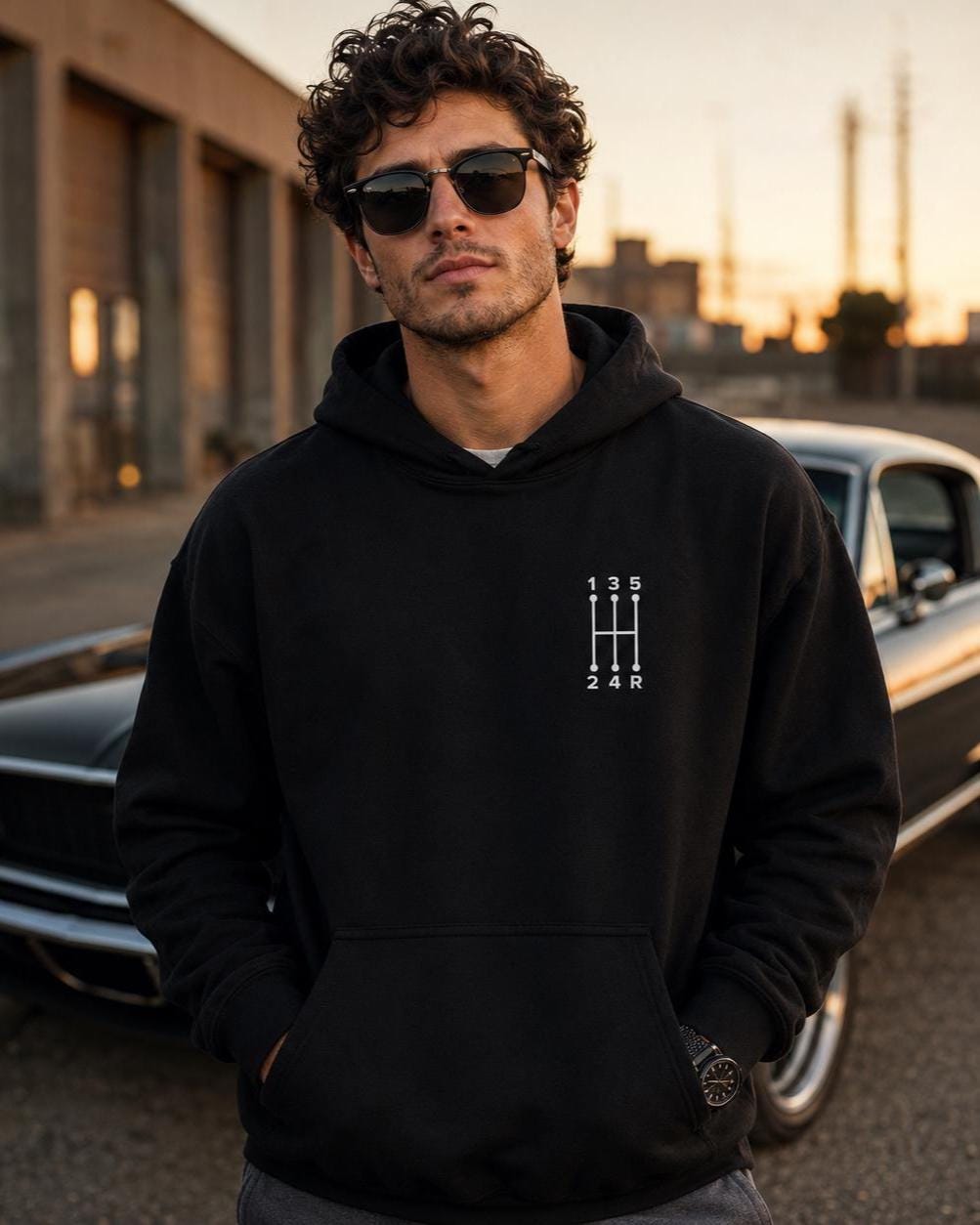 5 Speed Shift Pattern hoodie - lifestyle photo