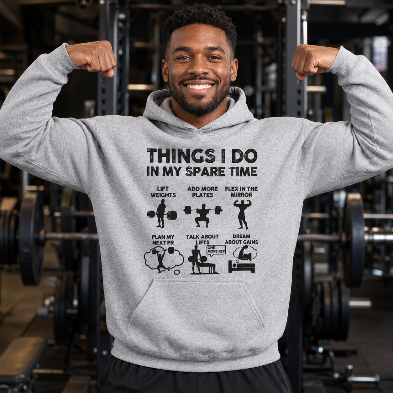 Things I Do In My Spare Time Hoodie | Funny GYM Sweatshirt for Men