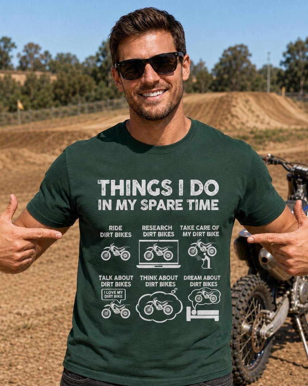Things I Do in My Spare Time Dirt Bike T-Shirt - lifestyle photo
