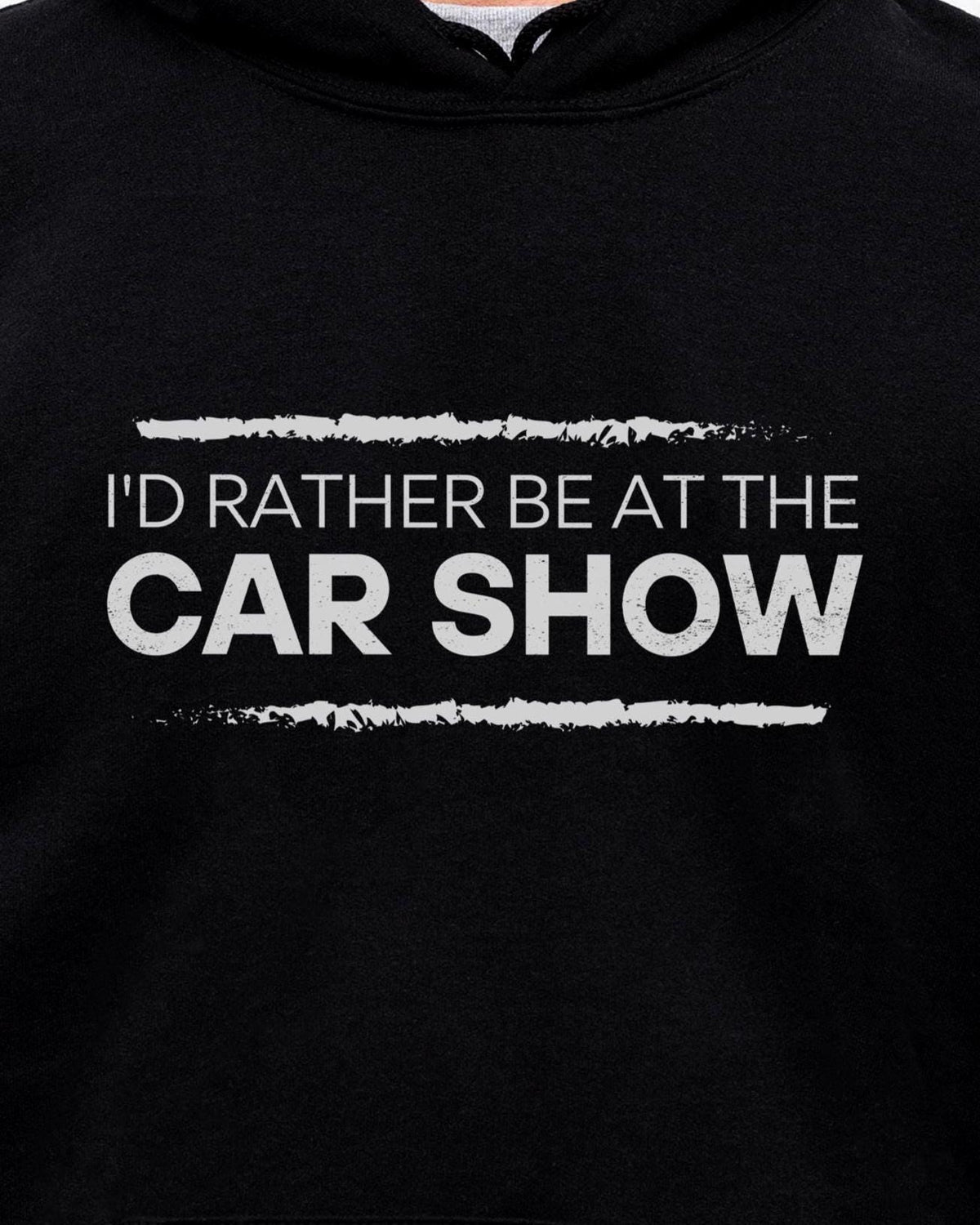 I'd Rather Be at the Car Show hoodie - print close-up
