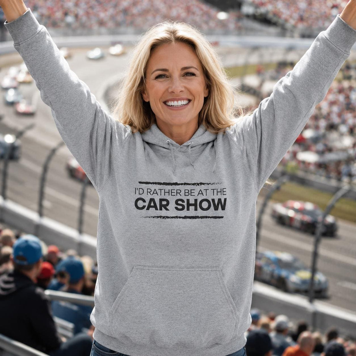 I'd Rather Be at the Car Show hoodie - lifestyle photo