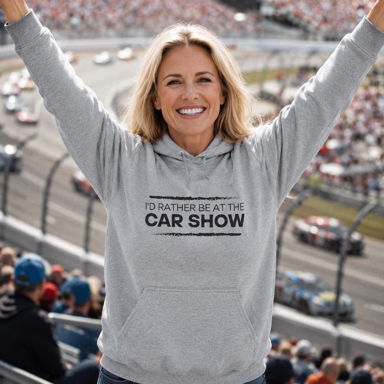I'd Rather Be at the Car Show hoodie - lifestyle photo