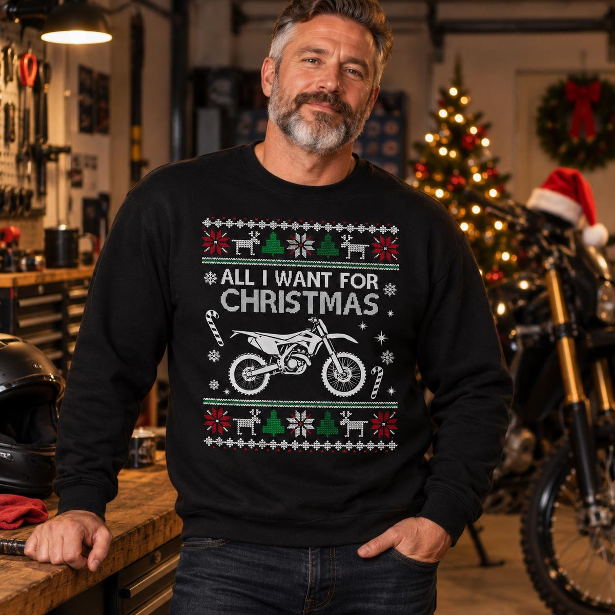 All I Want For Christmas Custom Motorcycle Sweatshirt - lifestyle photo