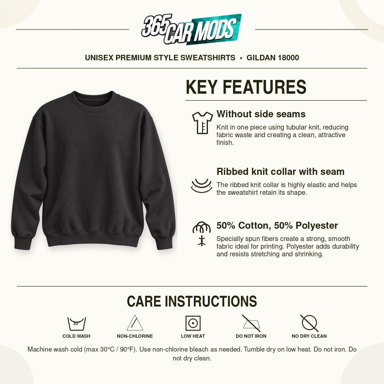 Gildan 18000 crewneck sweatshirt key features