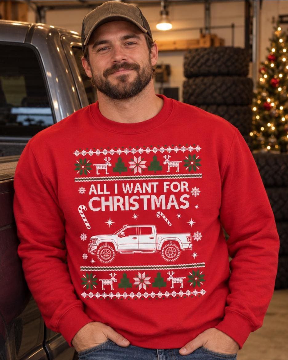 All I Want For Christmas Custom Pickup Truck Sweatshirt - lifestyle photo