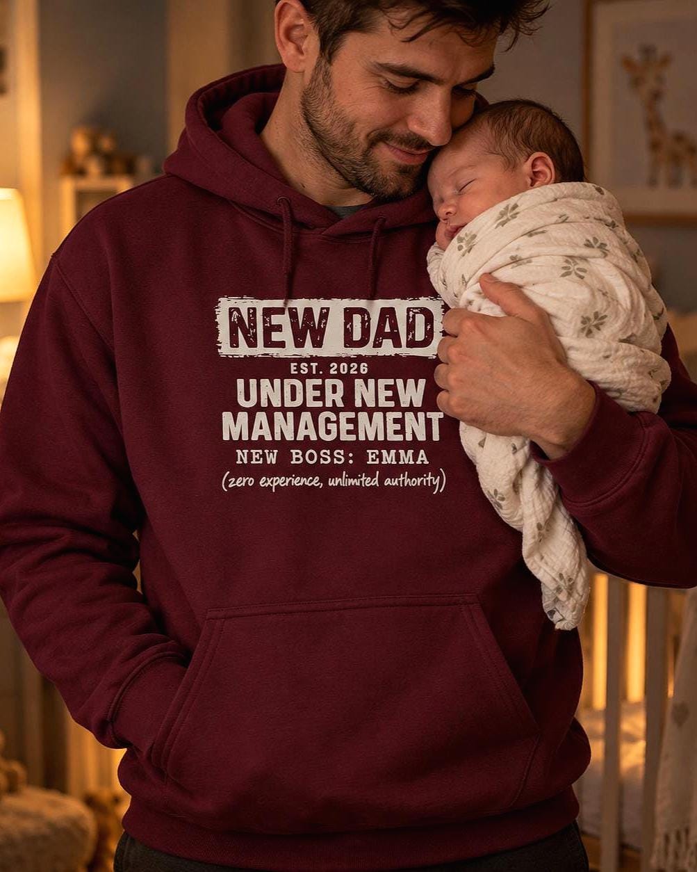 New Dad Under New Management hoodie - lifestyle photo