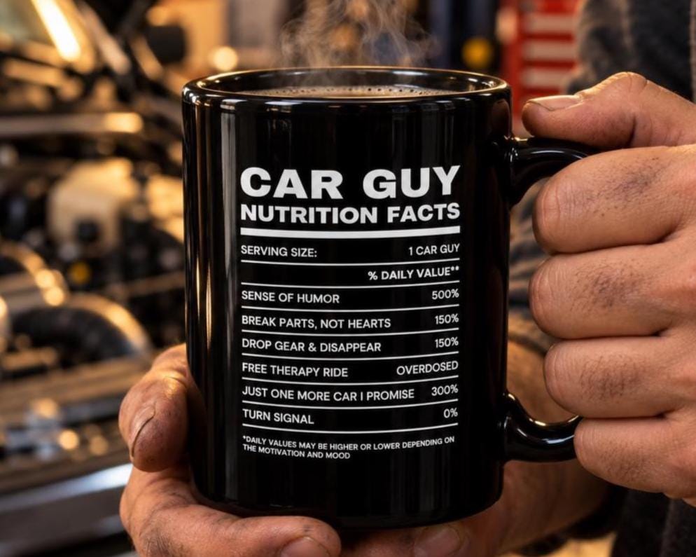 Car Guy Nutrition Facts Mug