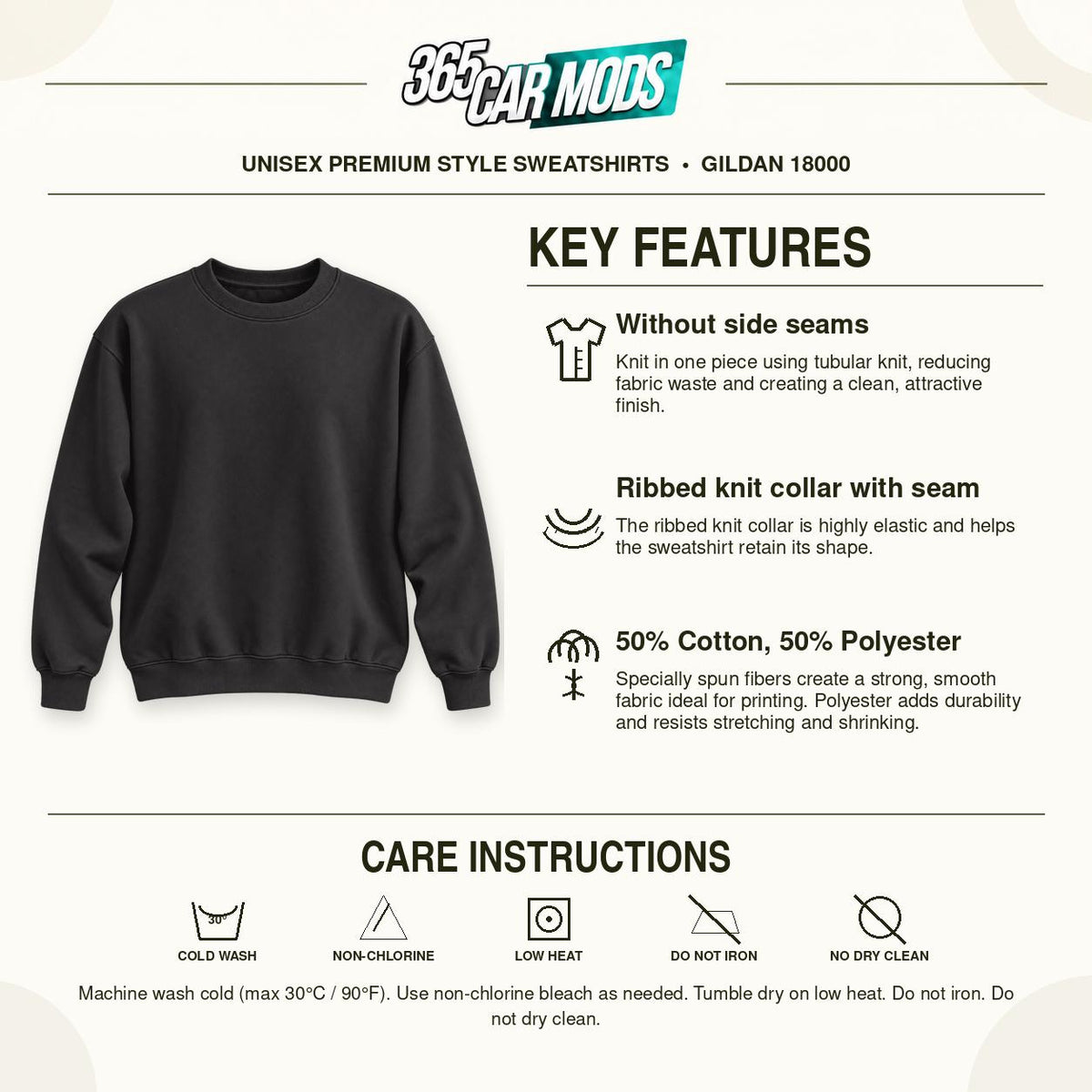 Gildan 18000 crewneck sweatshirt key features