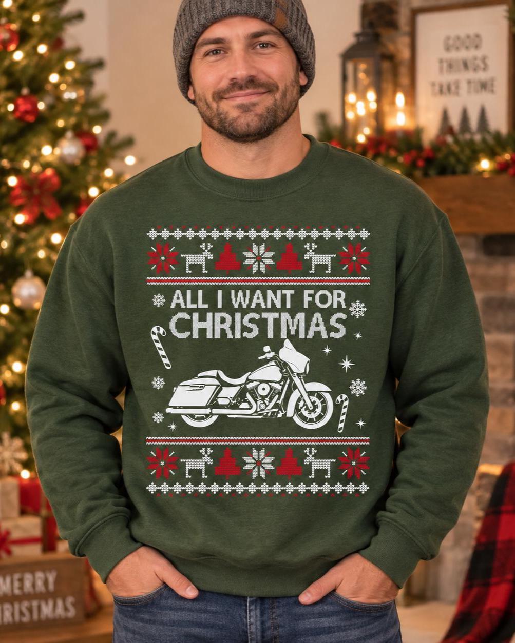 All I Want For Christmas Custom Motorcycle Sweatshirt - lifestyle photo