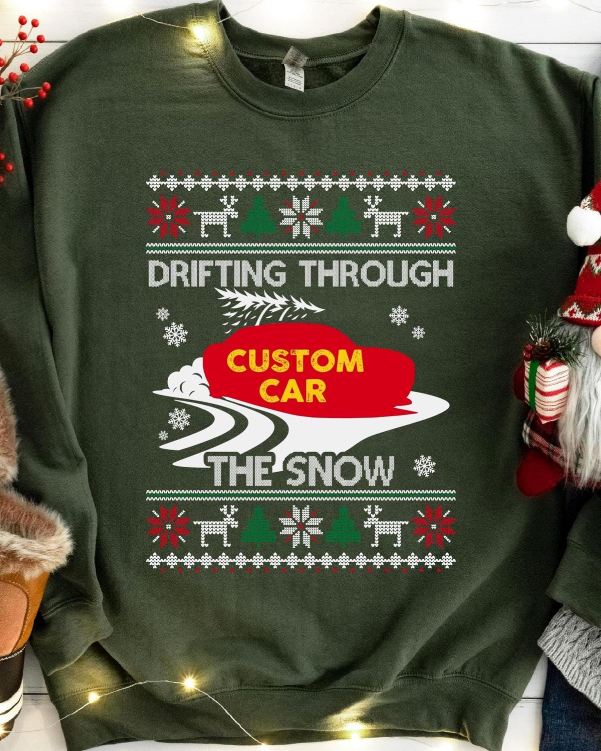 Custom Car Drifting Through the Snow Sweatshirt
