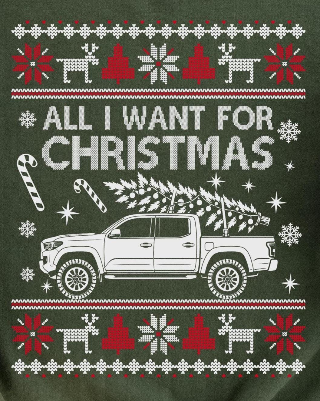 All I Want For Christmas Custom Pickup Truck Sweatshirt design close-up