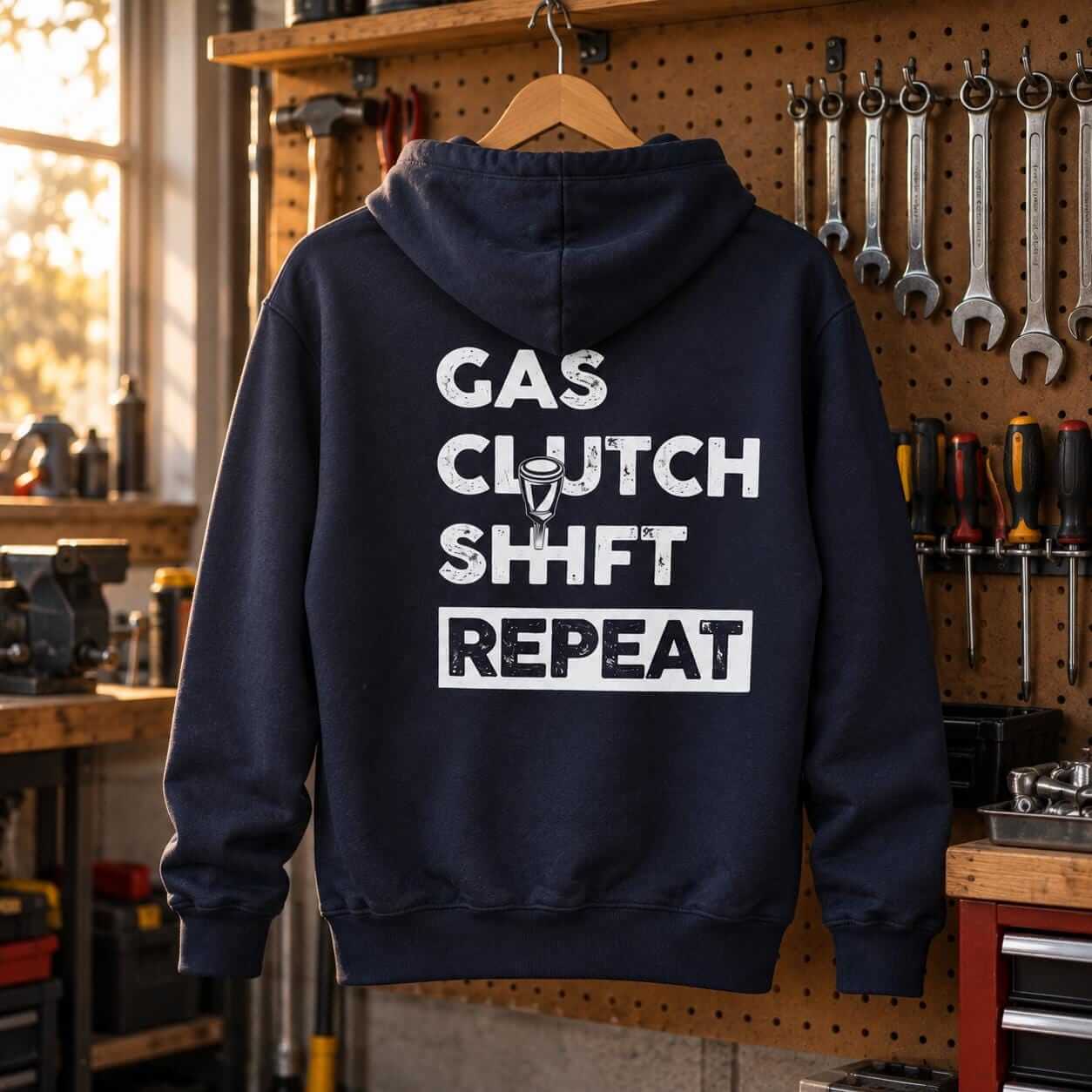 Gas Clutch Shift Repeat hoodie - back print