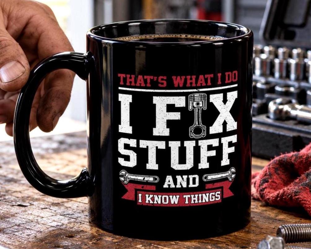 I Fix Stuff and I Know Things Mechanic Mug