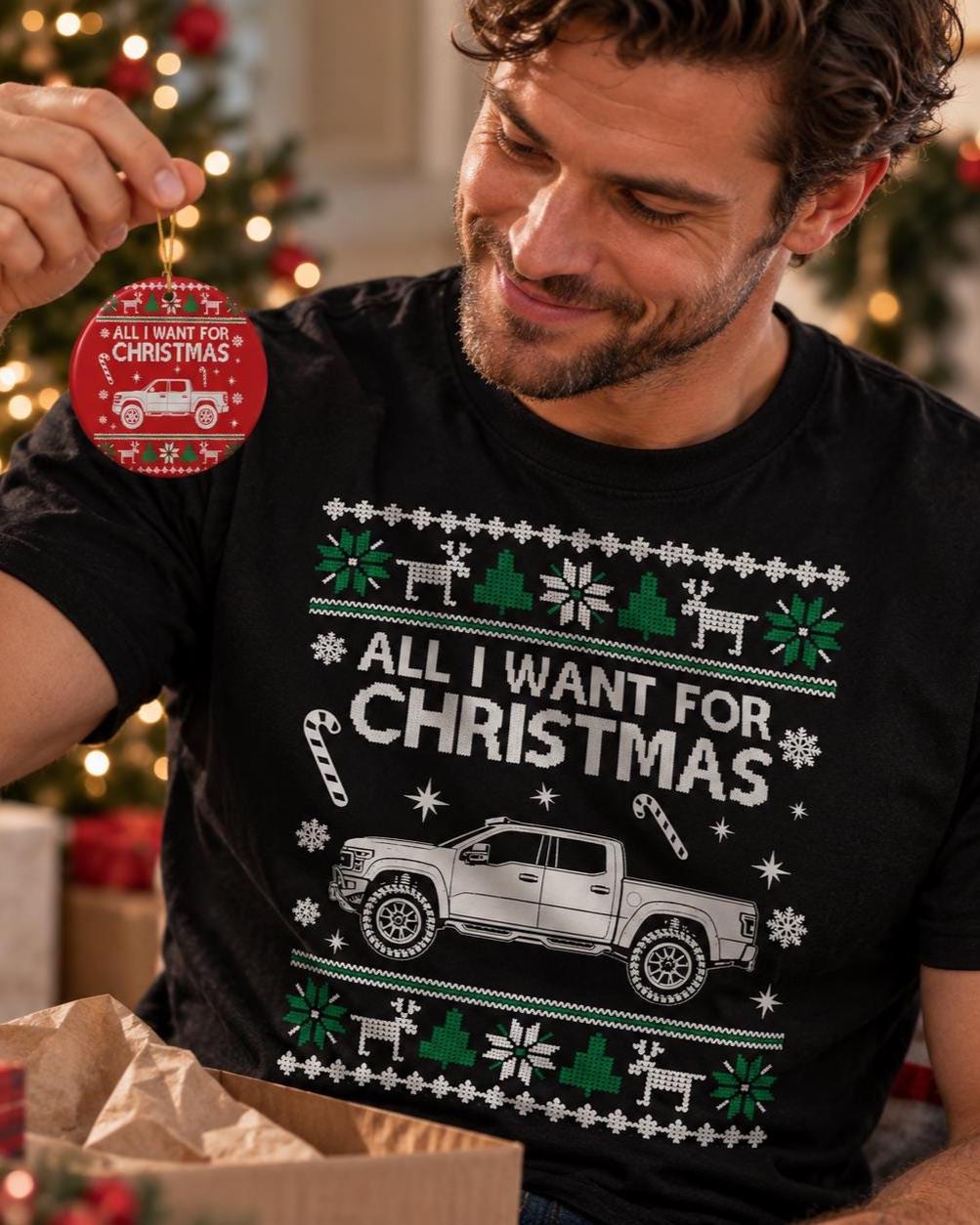 All I Want For Christmas truck ornament, personalized pickup silhouette photo 2