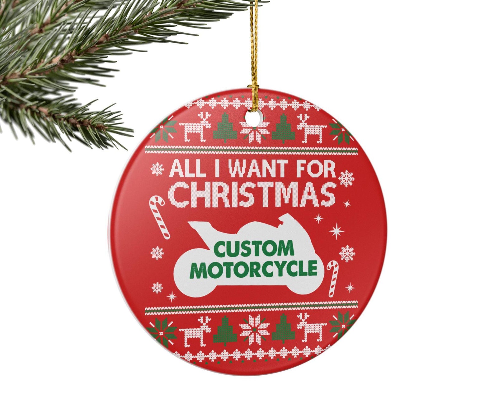 All I Want For Christmas motorcycle ornament, personalized bike silhouette photo 7