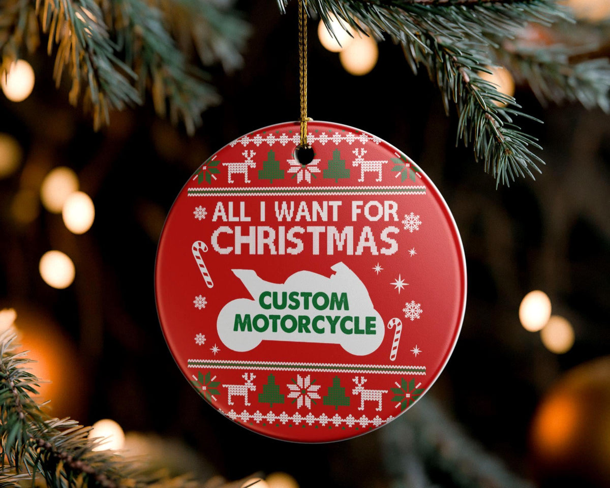 All I Want For Christmas motorcycle ornament, personalized bike silhouette photo 6