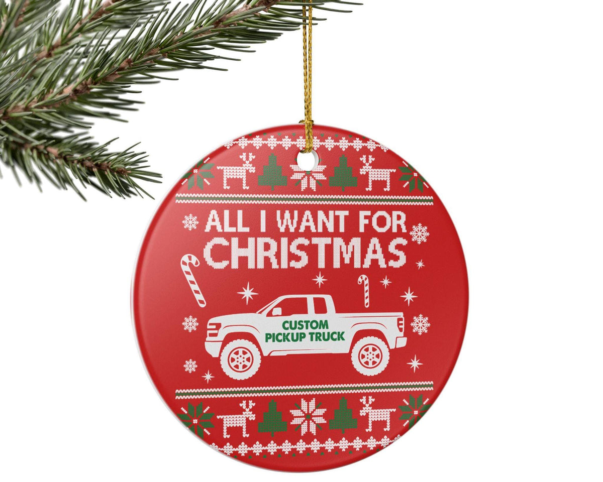 All I Want For Christmas truck ornament, personalized pickup silhouette photo 9