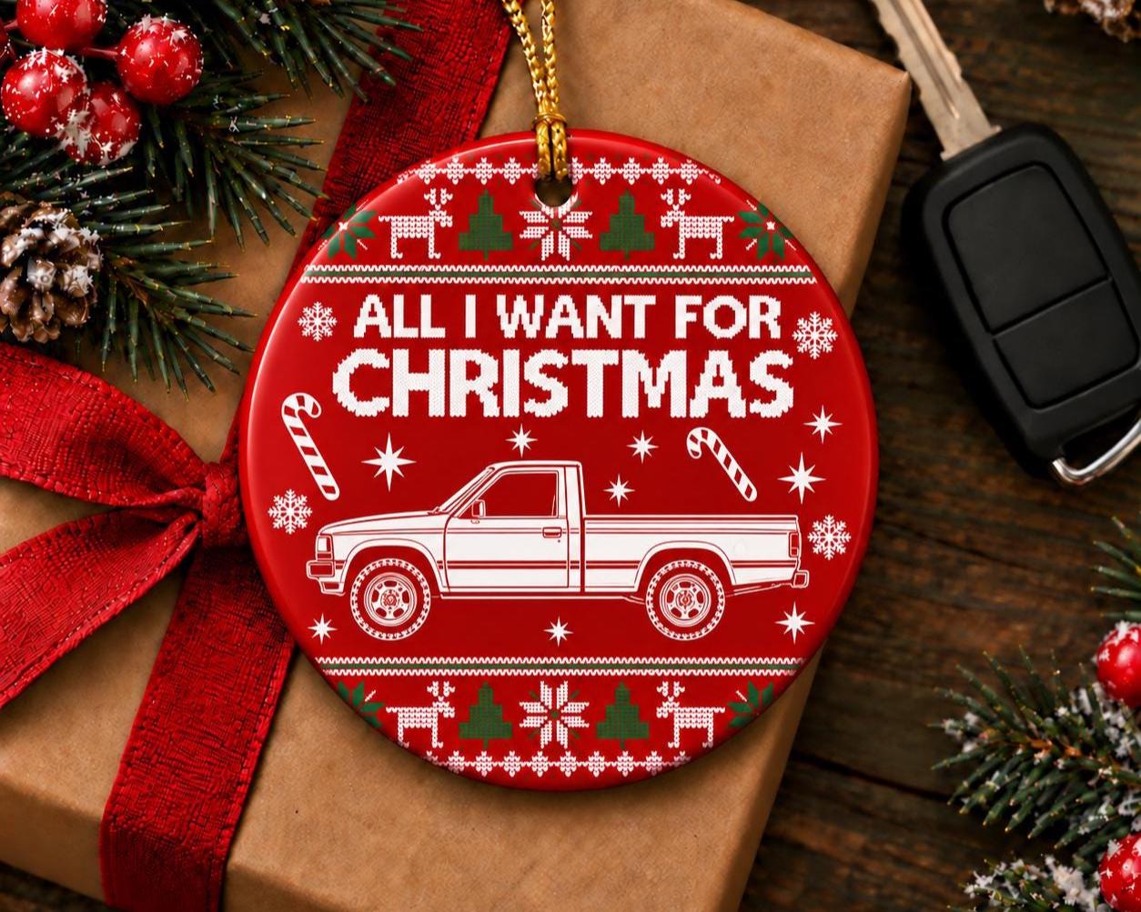 All I Want For Christmas truck ornament, personalized pickup silhouette photo 4