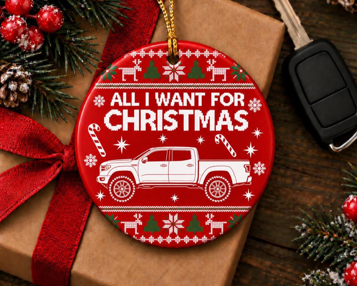 All I Want For Christmas truck ornament, personalized pickup silhouette photo 5