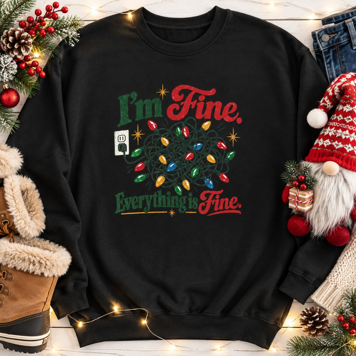 I'm Fine Everything Is Fine Sweatshirt - Black