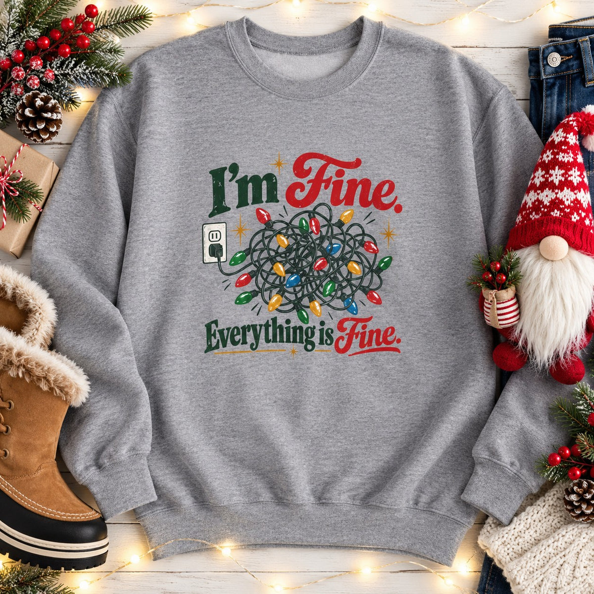 I'm Fine Everything Is Fine Sweatshirt - Graphite Heather
