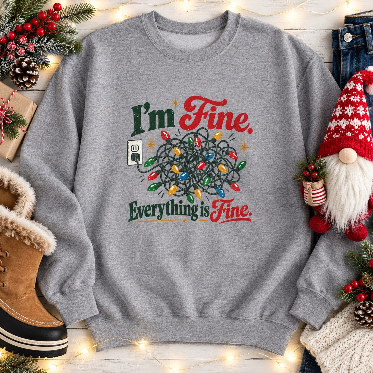 I'm Fine Everything Is Fine Sweatshirt - Graphite Heather