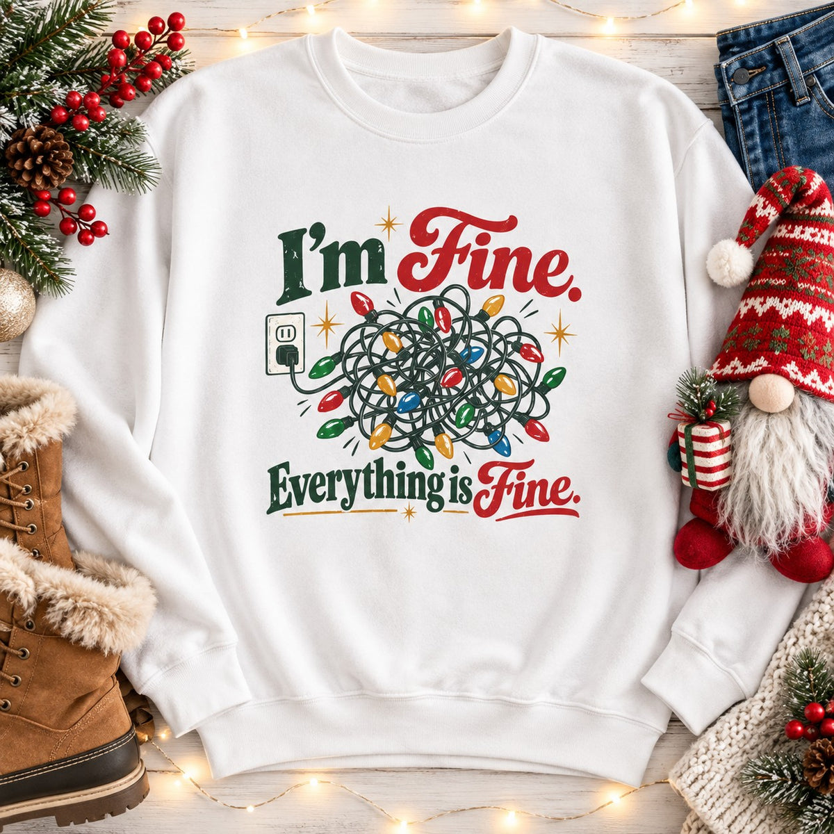 I'm Fine Everything Is Fine Sweatshirt - White