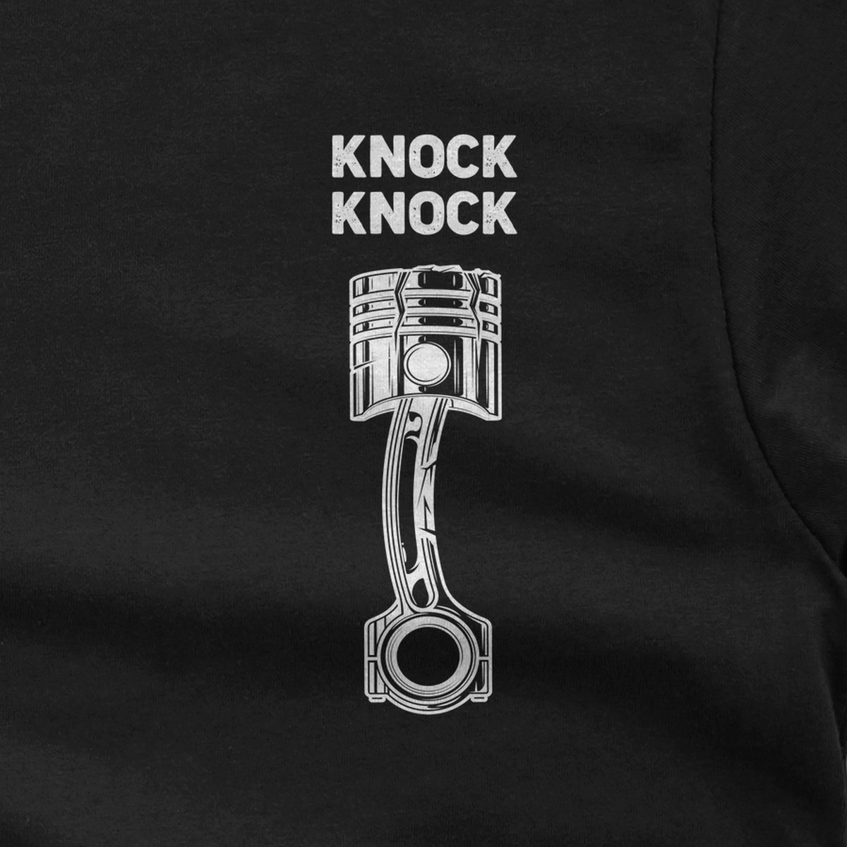 Knock Knock Broken Piston T-Shirt design close-up