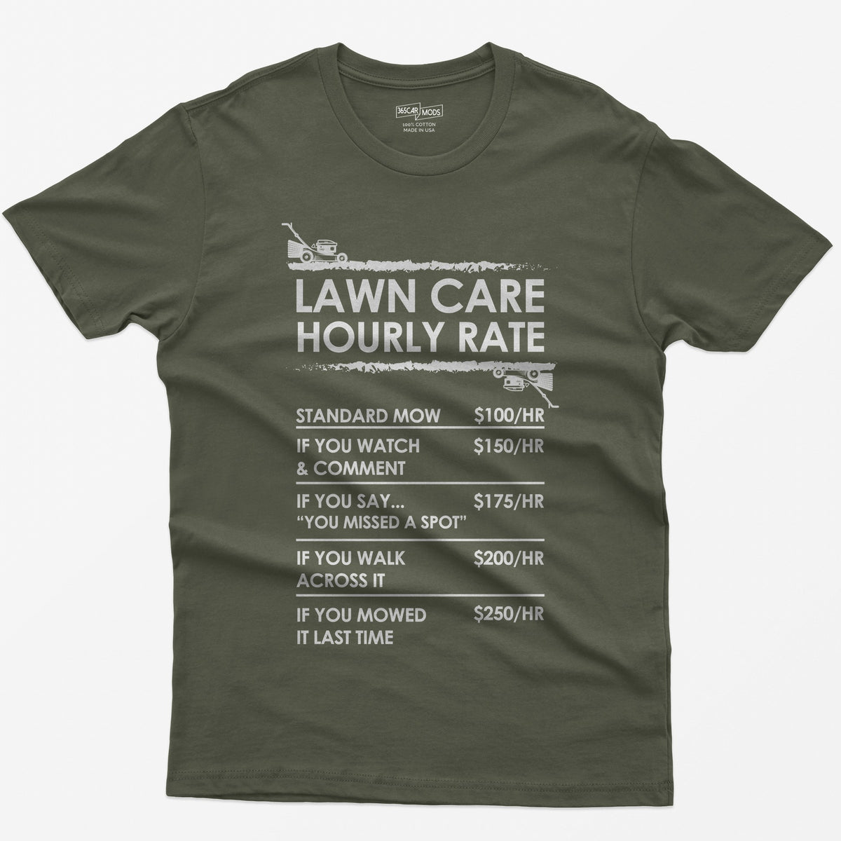 Lawn Care Hourly Rate Shirt - Military Green
