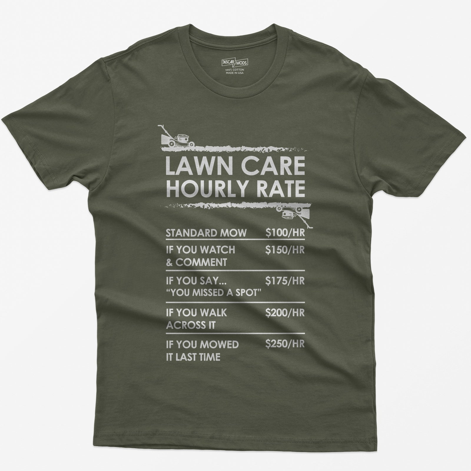 Lawn Care Hourly Rate Shirt - Military Green