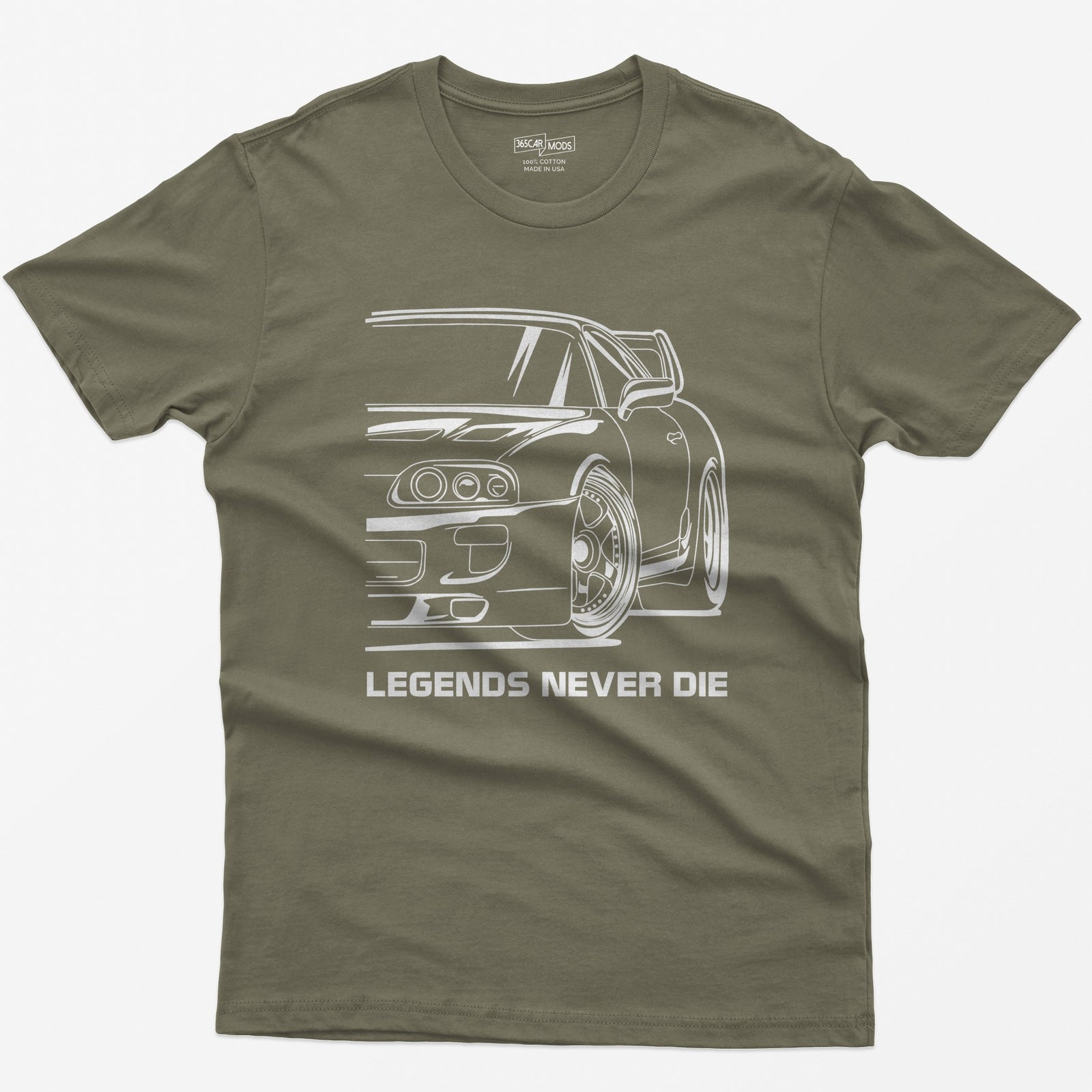 JDM Legends Never Die T-Shirt - Heather Olive