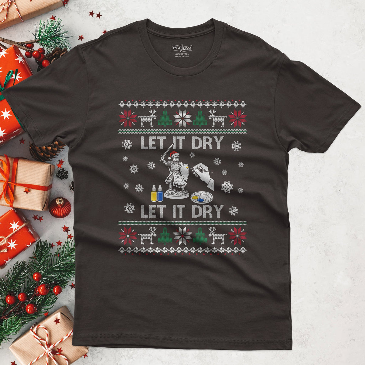 Let It Dry Christmas T-Shirt in Dark Chocolate