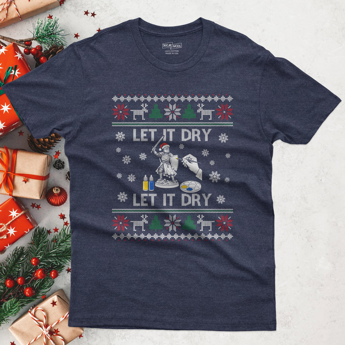 Let It Dry Christmas T-Shirt in Heather Navy