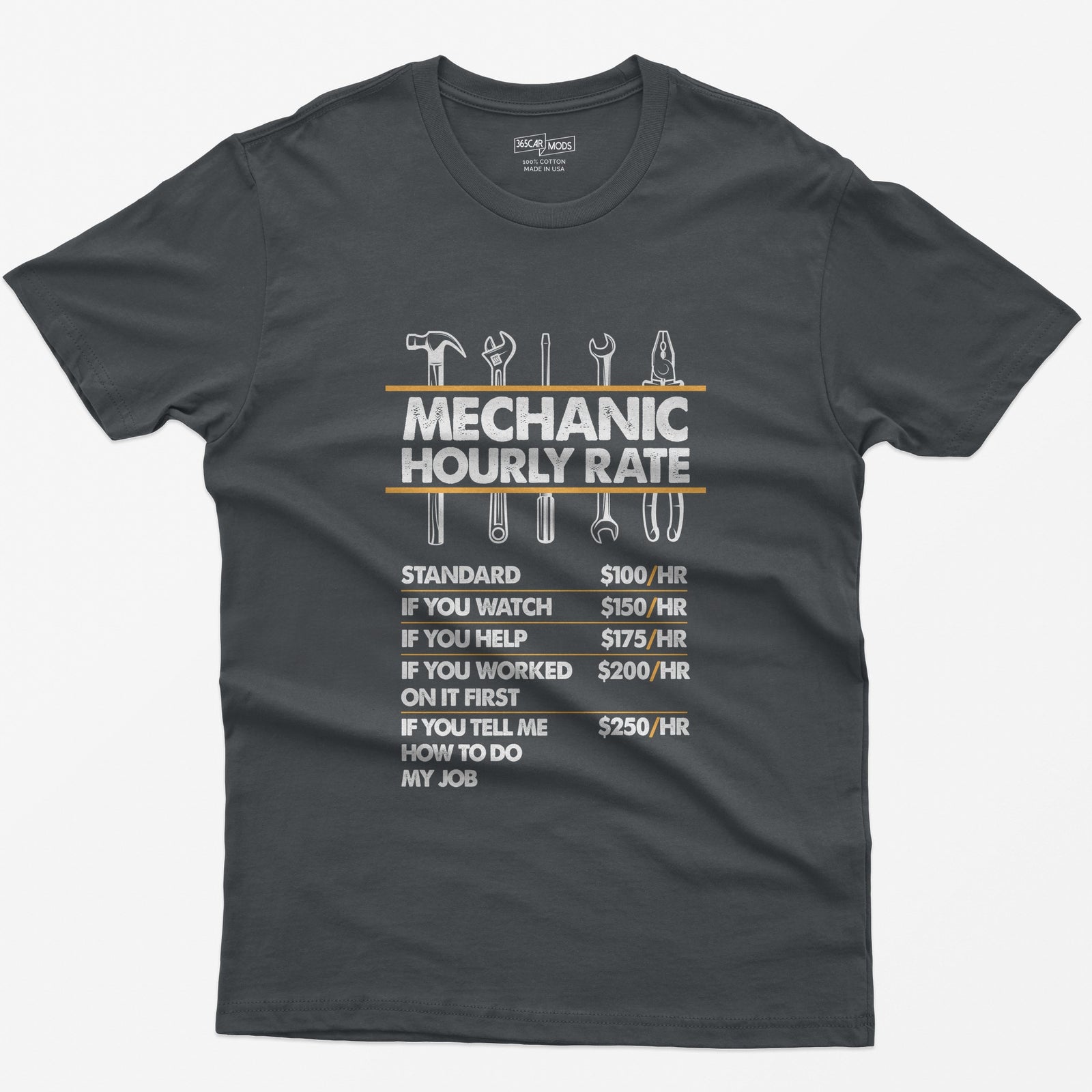 Mechanic Hour Rate T-Shirt - Charcoal