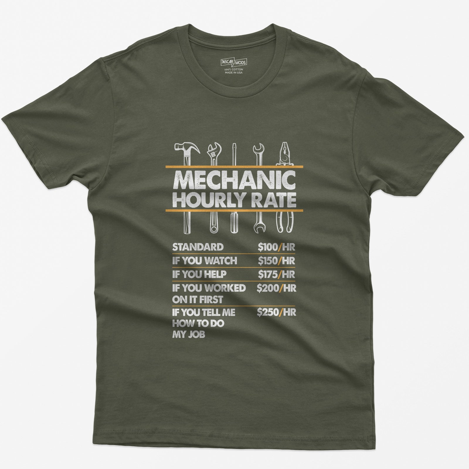 Mechanic Hour Rate T-Shirt - Military Green