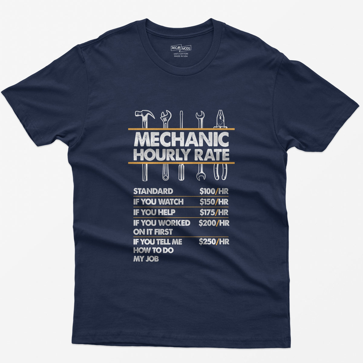 Mechanic Hour Rate T-Shirt - Navy
